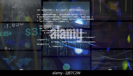 Image of computer data processing on screens Stock Photo