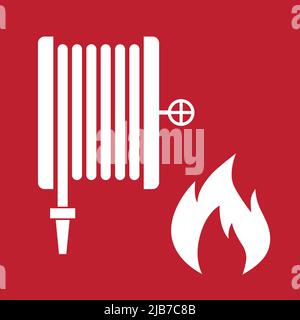 Label Fire extinguisher Sign on red background Stock Vector