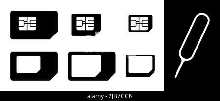 Sim cards set. Nano and micro sim cards. Set of sim cards vector icon. Stock Vector