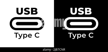 Vector icon symbol USB Type-C. Cable connection USB Type-C for mobile phone. Stock Vector