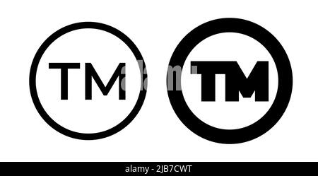 TM trademark icons. Intellectual property sign. Vector illustration isolated on white background. Set of bold and thin trademark icon. Stock Vector