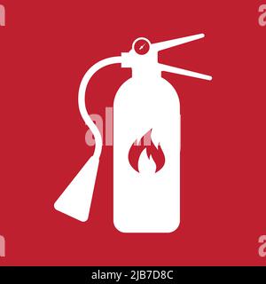 Label Fire extinguisher Sign on red background Stock Vector