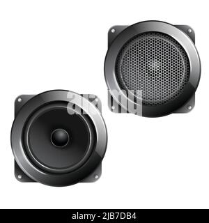 Audio speaker subwoofer music system isolated on white background vector illustration. Stock Vector