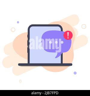 New messages notification on mobile phone vector illustration, message bubble on smartphone screen in modern flat style Stock Vector