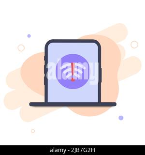 No internet connection. Wireless connectivity disconnect, error connection wifi. Bad signal wifi wireless web page on screen smartphone. Flat design Stock Vector