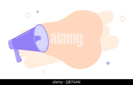 Megaphone banner with blank bubble speech for text. Loudspeaker. Template for digital marketing, promotion, advertising and social media. Flat design Stock Vector