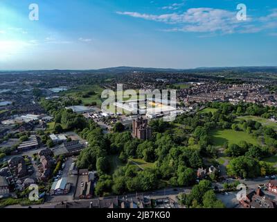 Vale Park Port Vale Football Club FC Robbie Williams Homecoming Home Coming Concert Aerial Drone Birdseye View Burslem Stoke on Trent Stock Photo