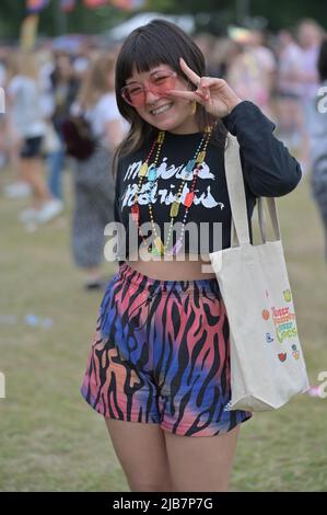 London, UK. 03rd June, 2022. Mighty Hoopla Pop Music Festival London 2022 at Brockwell Park, London, UK. - 3 June 2022. Credit: See Li/Picture Capital/Alamy Live News Stock Photo