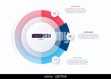 Three option circle infographic design template. Vector illustration Stock Vector