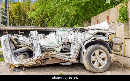 Wrecked Dodge Ram Pickup truck Stock Photo