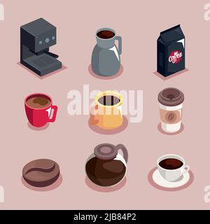 nine coffee drink icons Stock Vector