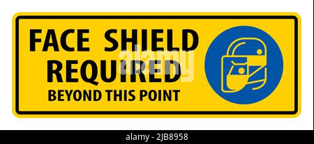 Caution Symbol Face shield Required Beyond This Point Sign Stock Vector