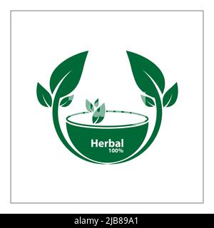 green herbal logo template,herbal 100 on white background Stock Vector ...