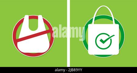 Reducing Pollution plastic uses concept,No plastic bags.Vector illustration Stock Vector