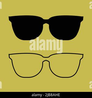 Sunglasses black Icon on yellow background.vector illustration Stock Vector