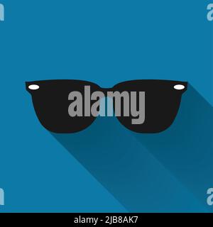 Sunglasses black icon with long shadow black,Simple design style.vector illustration Stock Vector