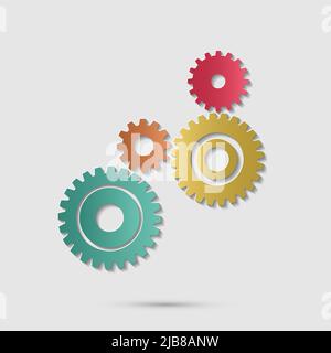 Abstract Color gear beautiful,four pieces gears set icon on background.Vector illustration Stock Vector