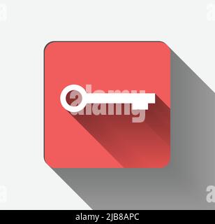 Key icon with long shadow. Flat design style Key silhouette,Vector illustration Stock Vector