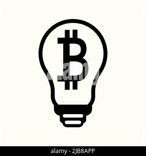 symbol bitcoin light bulb Icon on white background.Vector Illustration Stock Vector