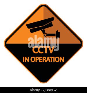 CCTV Camera label.Black Video surveillance sign on white background,Vector illustration Stock Vector