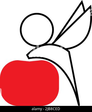 icon cupids apple red vector in illustration Stock Vector