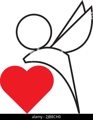 Icon cupids heart red vector in illustration Stock Vector