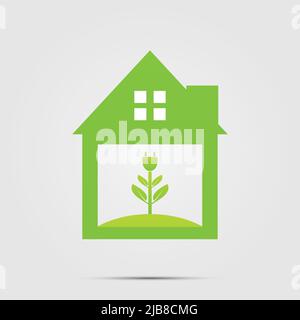 Ecological symbol of a green home socket or green logo,Vector illustration Stock Vector