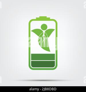 Green Energy Concept.Ecology Leaves Battery,vector illustration Stock Vector