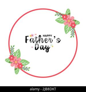 Rounded Floral Happy Father's day flat design. Stock Vector