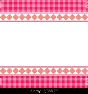 Abstract geometric shape with Red plaid background pattern with white retro frame Stock Vector