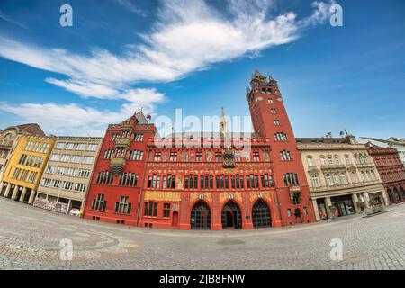 Basel Switzerland, city skyline at Basel Town Hall Stock Photo