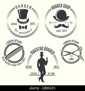 Gentleman barber shop labels. Gentleman label, badge barbershop, gentleman salon, vector illustration Stock Vector