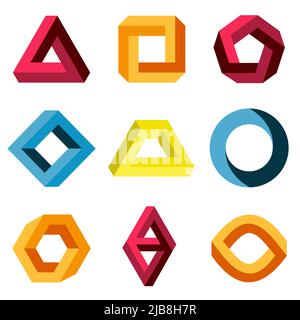 Color impossible shapes set. Creative figure business company logo. Vector illustration Stock Vector