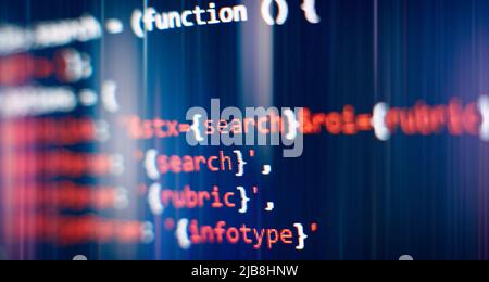 Software develop company office. Database bits access stream visualisation. Programming code abstract Stock Photo