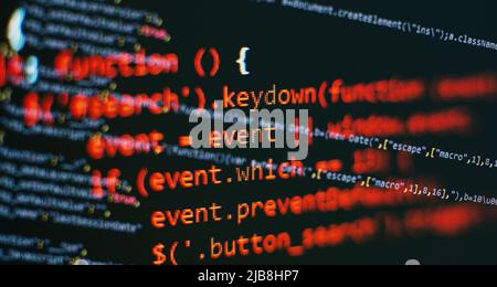 Software develop company office. Database bits access stream visualisation. Programming code abstract Stock Photo