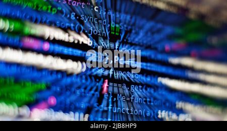 Database bits access stream visualisation. Php language and coding function developer Stock Photo