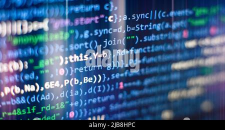Database bits access stream visualisation. Php language and coding function developer Stock Photo