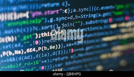 Database bits access stream visualisation. Php language and coding function developer Stock Photo