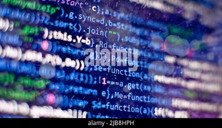 Database bits access stream visualisation. Php language and coding function developer Stock Photo