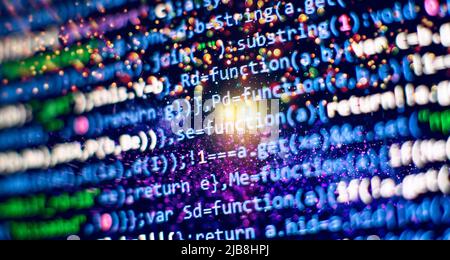 Database bits access stream visualisation. Php language and coding function developer Stock Photo