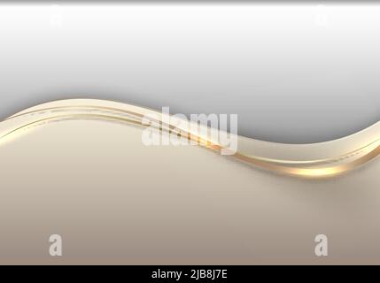 Gold 3d wave on white background. Abstract motion modern illustration ...