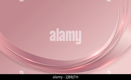 Abstract luxury template background 3D pink curved lines shapes overlapping layers with lighting. Vector illustration Stock Vector