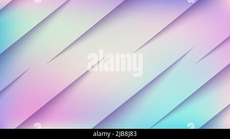 Abstract holograpic color blurred background diagonal lines paper cut. Modern minimal background. Vector illustration Stock Vector