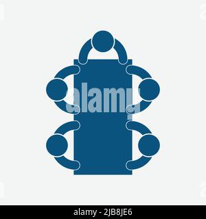 people around meeting the table icon,Group of five person,Teamwork meeting. Stock Vector