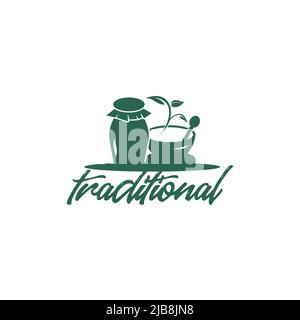 Traditional herbal medicine vector logo design Stock Vector