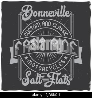 Vintage label design with lettering composition on dark background. T-shirt design vector illustration Stock Vector