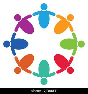 Vector graphic group connection logo.Eight people in the circle.logo team work,Vector illustration Stock Vector