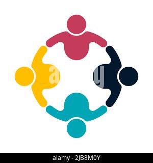 Group people logo handshake in a circle,Teamwork icon,vector illustrator Stock Vector