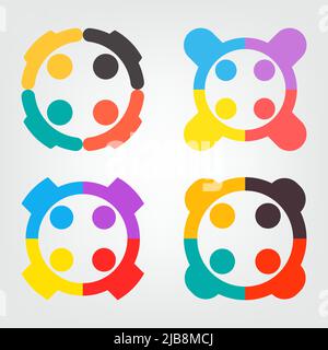 Graphic group connecting,People Connection logo set,Team work in a circle holding hands,Business person meeting in the same power room,Vector icons Stock Vector