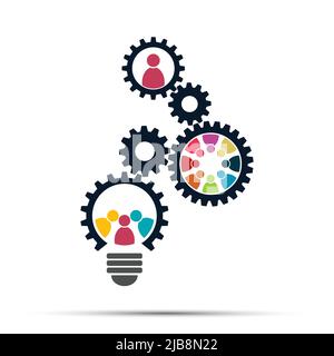 light bulb gear teamwork meeting people concept,Vector illustration Stock Vector